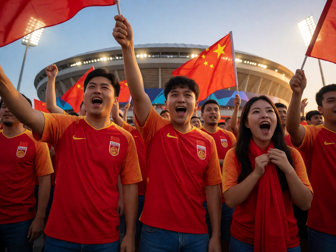 欧冠决赛夜，球迷在球场外庆祝，现场气氛热烈紧张